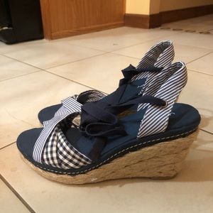 Blue & white espadrilles.